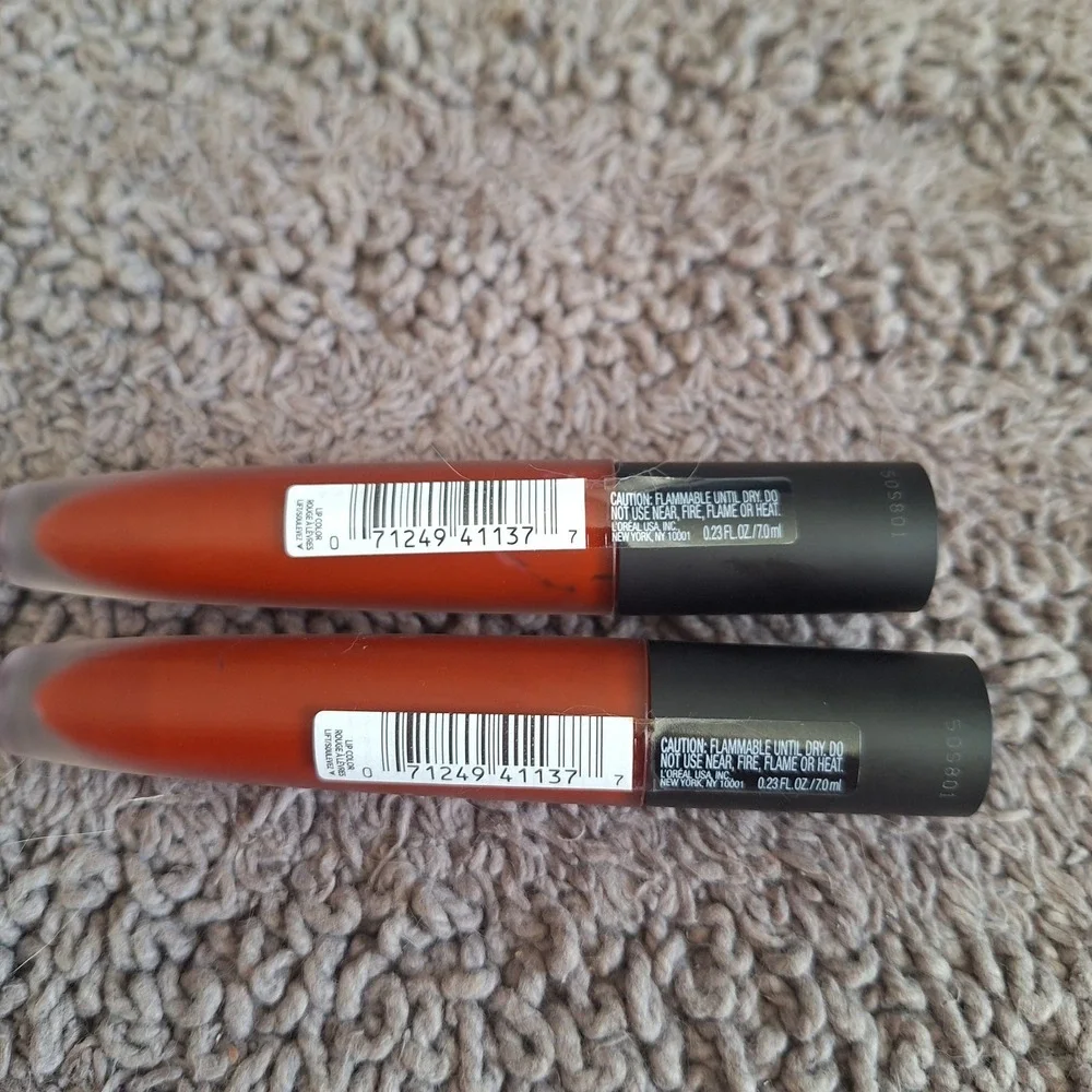 2 Pk L'Oreal Paris Rouge Signature Matte Lip‎ Stain 460 ARMORED Brick Red